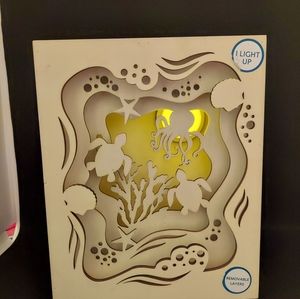 Laser Cut Paintable 3D Box Light Up Picture Ocean Waves Turtles Star Fish & More